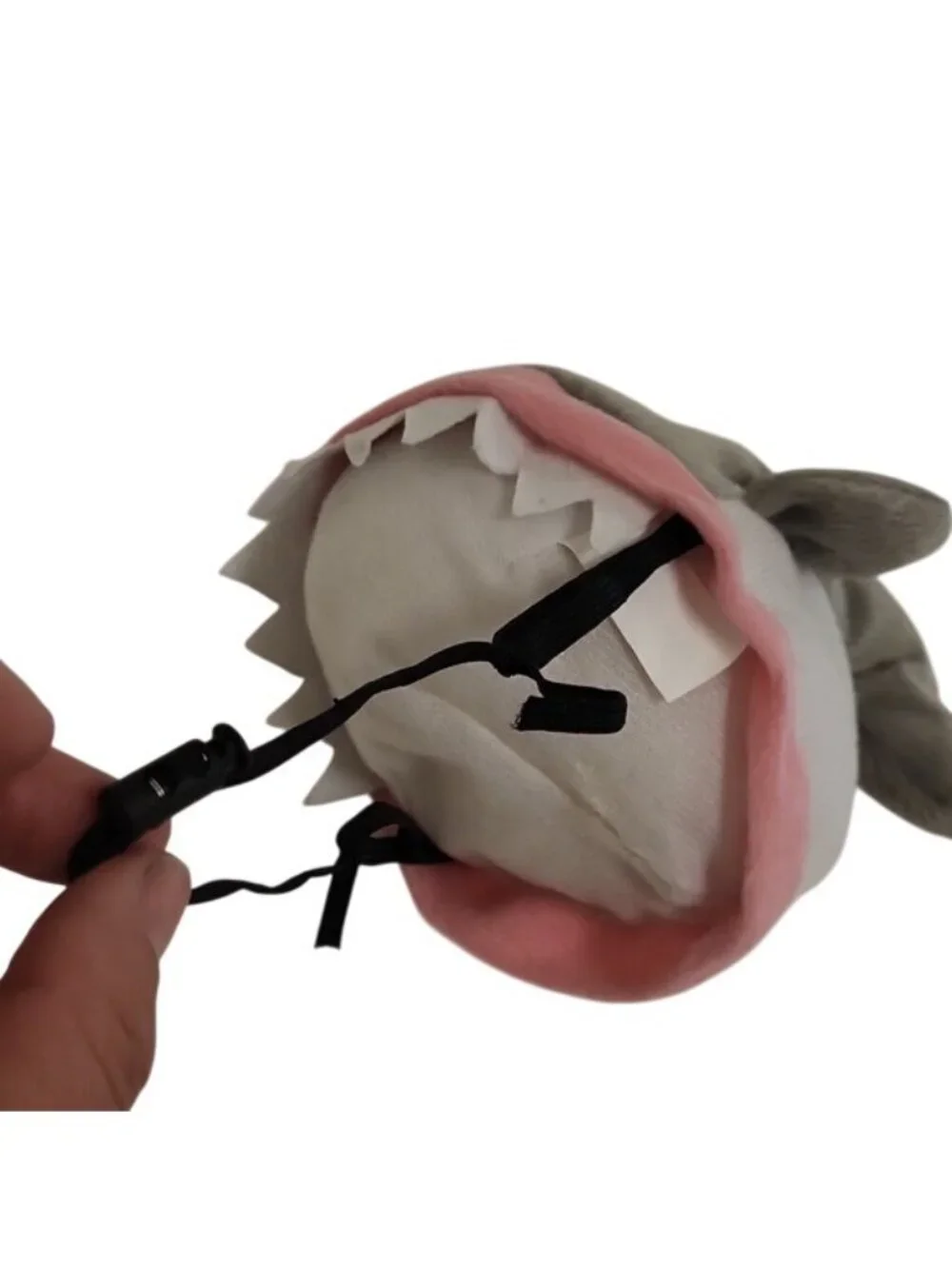 Shark Hat Plush Halloween Pet Costume Cat Dog Adjustable Strap Small Medium Gray